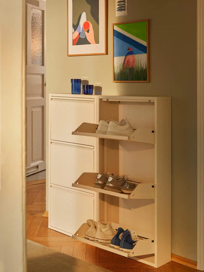 2er-Set – 1 bezahlt = 2 erhalten. Faltbares Wand-Schuhregal Caruso – Weiß